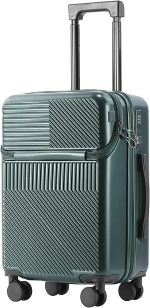 20 inch Checked Luggage PC ABS Suitcase Luggage with Spinner Wheels Adjustable Multi-function Large Capacity with Telescopic Handle (green, 20 inch)