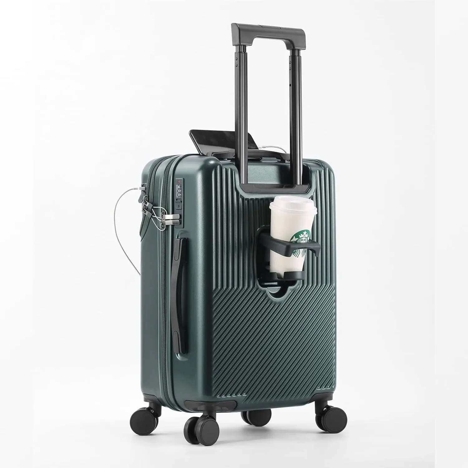 20 inch Checked Luggage PC ABS Suitcase Luggage with Spinner Wheels Adjustable Multi-function Large Capacity with Telescopic Handle (green, 20 inch)