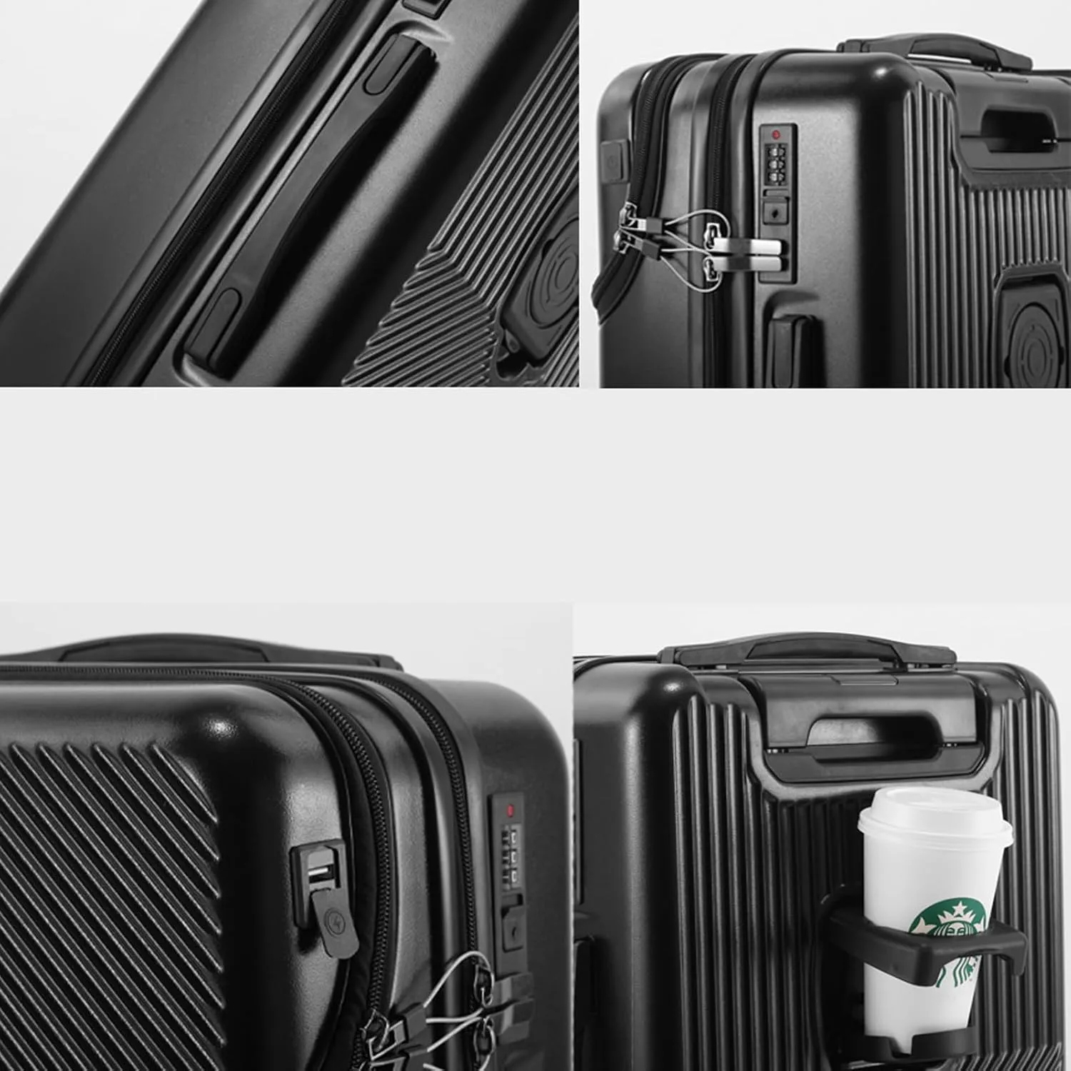 20 inch Checked Luggage PC ABS Suitcase Luggage with Spinner Wheels Adjustable Multi-function Large Capacity with Telescopic Handle (white, 20 inch)
