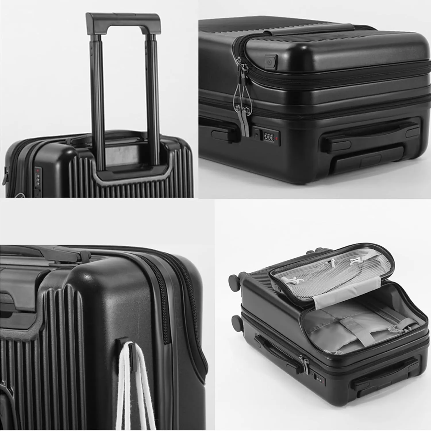 20 inch Checked Luggage PC ABS Suitcase Luggage with Spinner Wheels Adjustable Multi-function Large Capacity with Telescopic Handle (white, 20 inch)