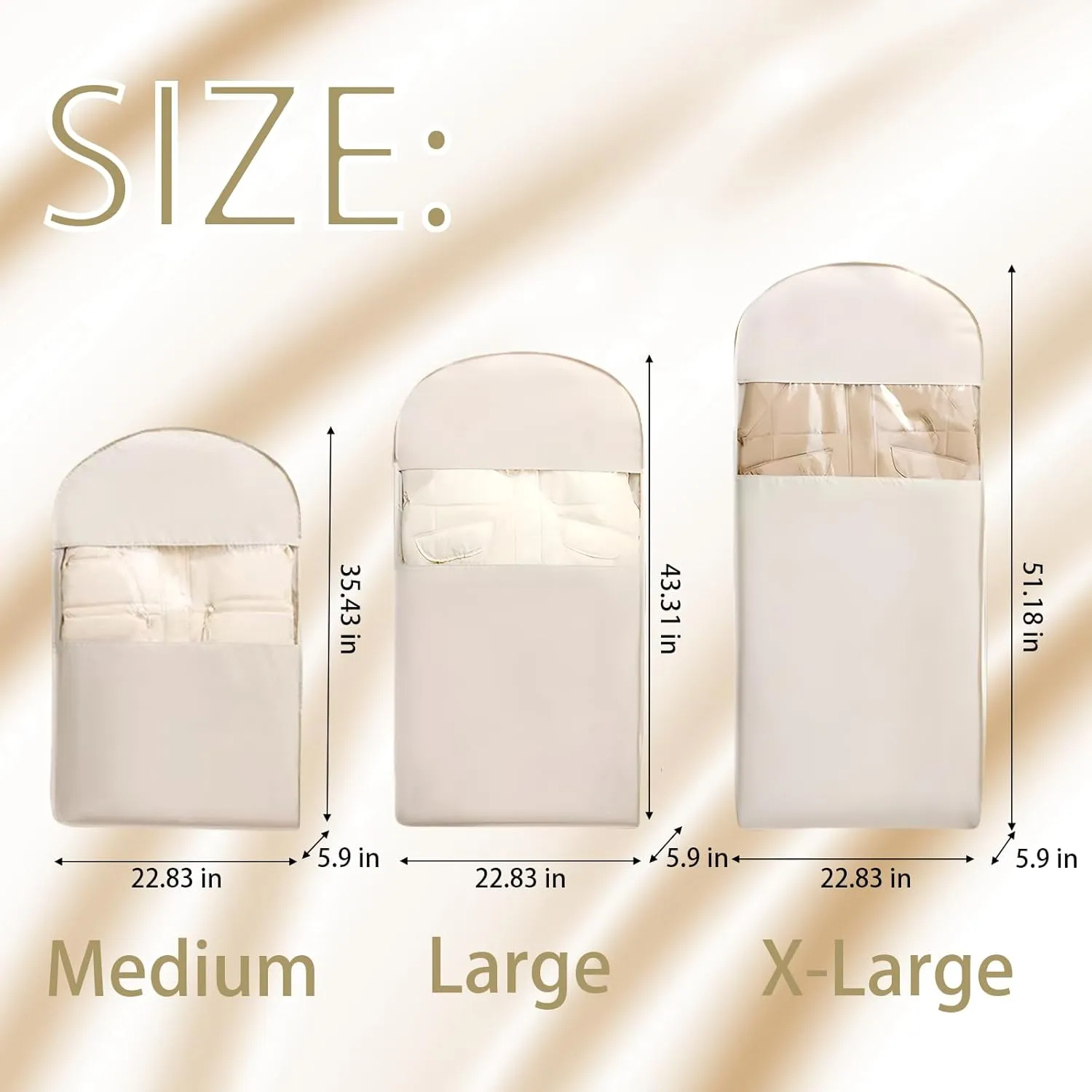 2025 Space Saving Hanging Garment Bag with Self Compression Zipper,Clothes Cover for Hanging,Suitable for down Jackets or Thick Coats. (Beige, XL)
