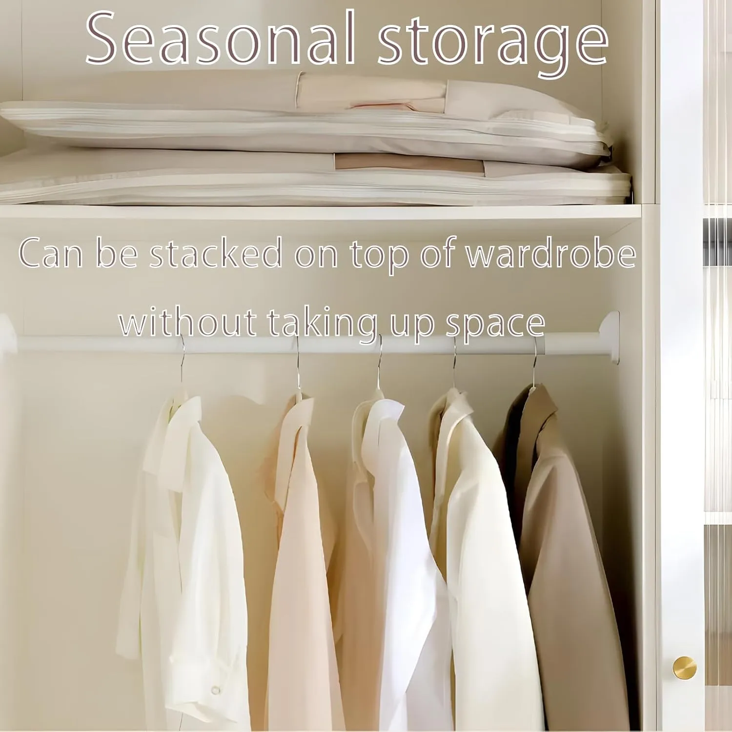 2025 Space Saving Hanging Garment Bag with Self Compression Zipper,Clothes Cover for Hanging,Suitable for down Jackets or Thick Coats. (Beige, XL)