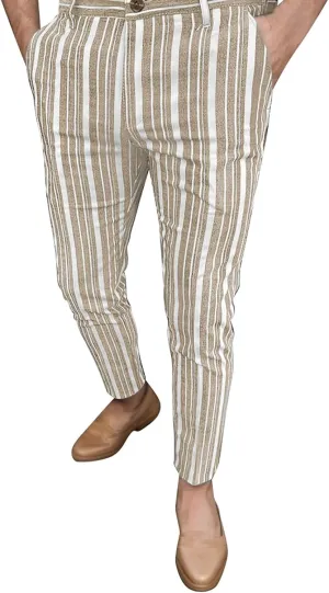 Active Jogger Sweatpants Mens Chinos Slim Fit Stretch Flat Front Skinny Dress Pants (Khaki, L)