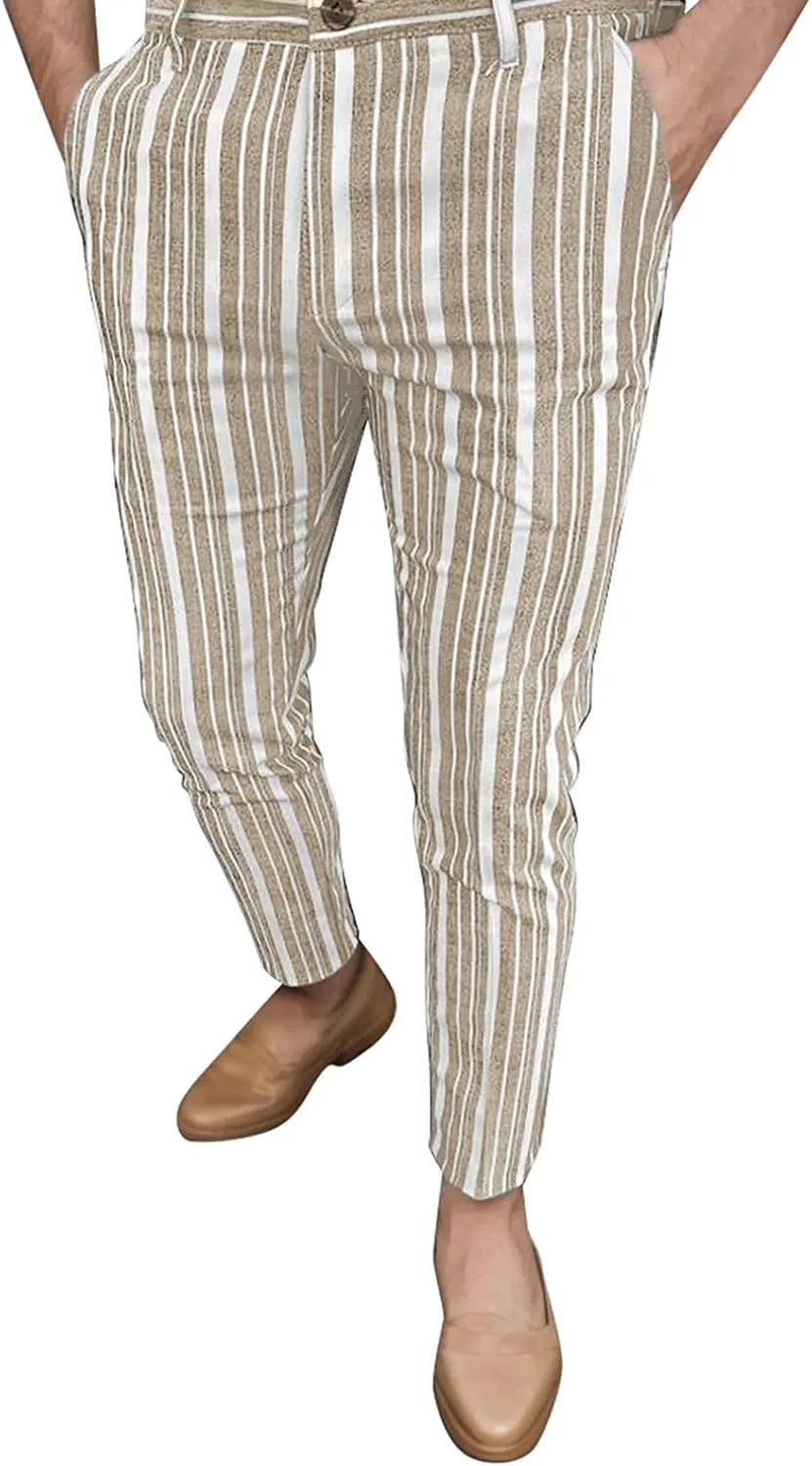 Active Jogger Sweatpants Mens Chinos Slim Fit Stretch Flat Front Skinny Dress Pants (Khaki, L)