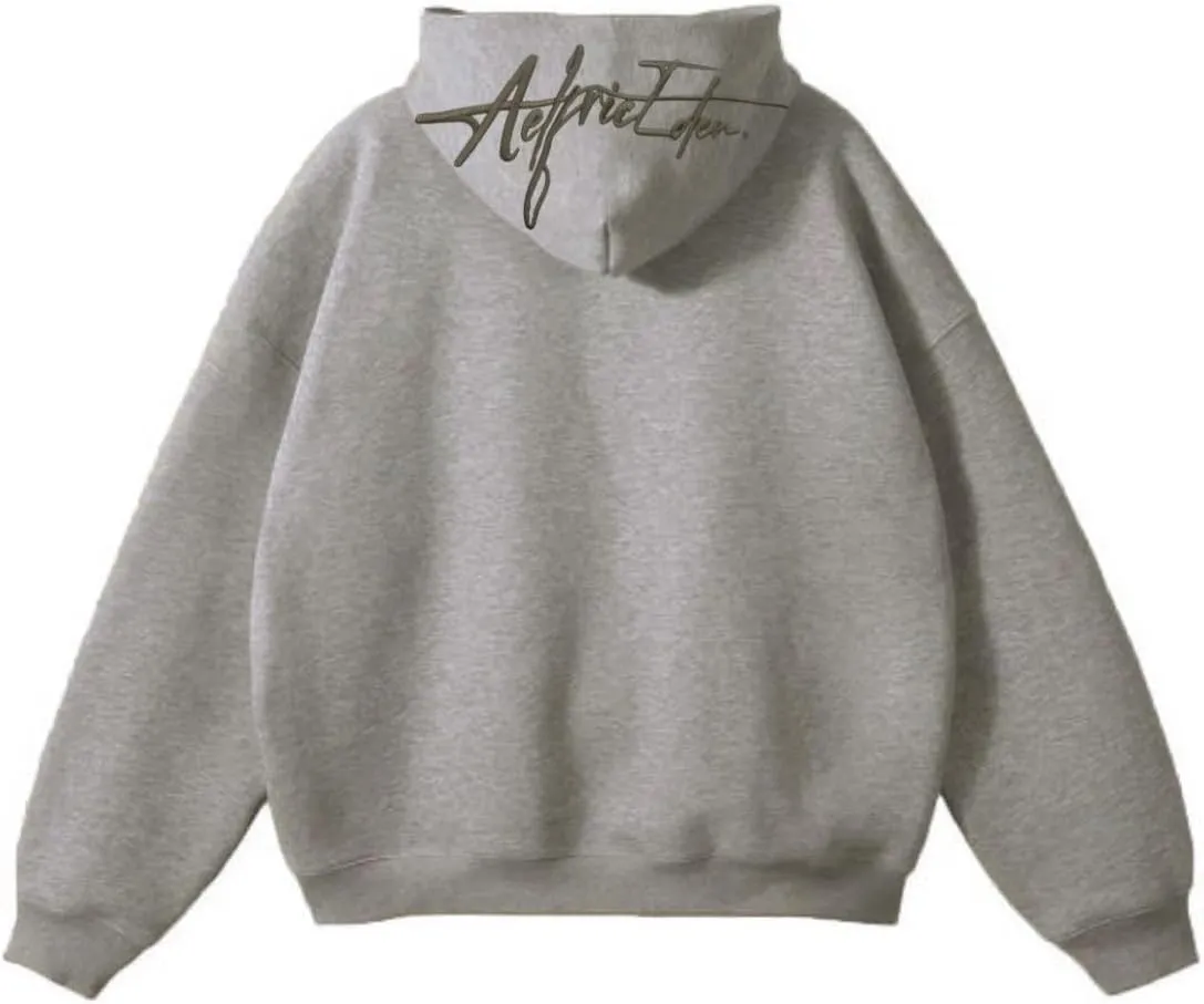 Aelfric Eden Embroidery Hoodies Oversized Y2k Hooded Sweatshirts Unisex Solid Color Hoodie Streetwear Pullover Tops