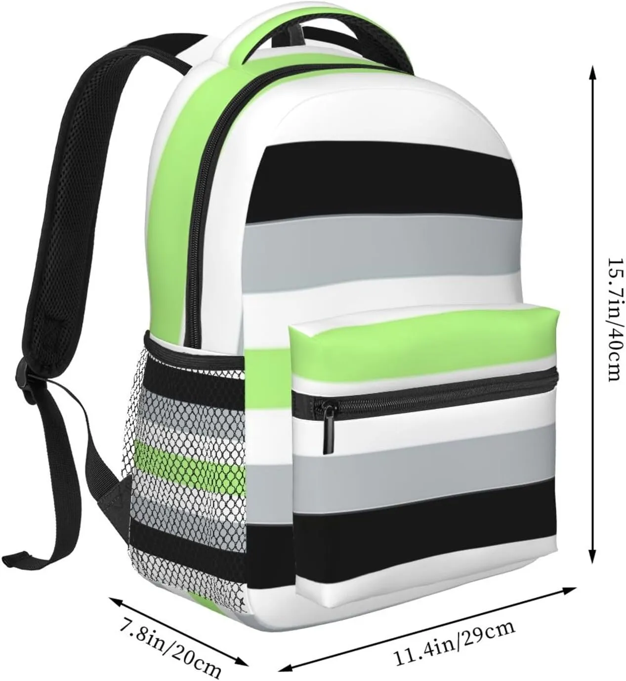 Agender flag Backpack Double Shoulder Bag 15 Inch Laptop Bagpack for Hiking Work Camping Travel
