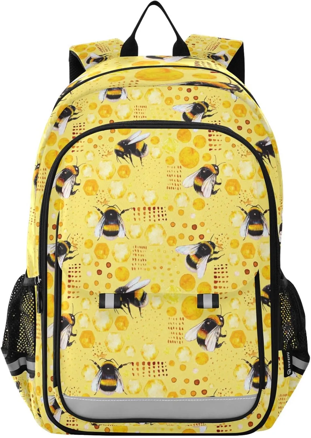 ALAZA Bee Yellow Honeycomb Laptop Backpack Purse for Women Men School Bag 17 Inch Bookbag Student Boys Girls Travel Casual Daypack
