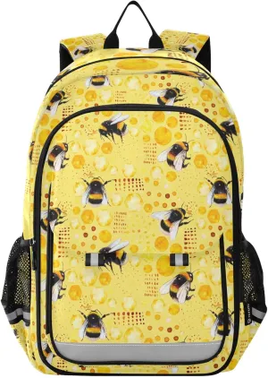 ALAZA Bee Yellow Honeycomb Laptop Backpack Purse for Women Men School Bag 17 Inch Bookbag Student Boys Girls Travel Casual Daypack
