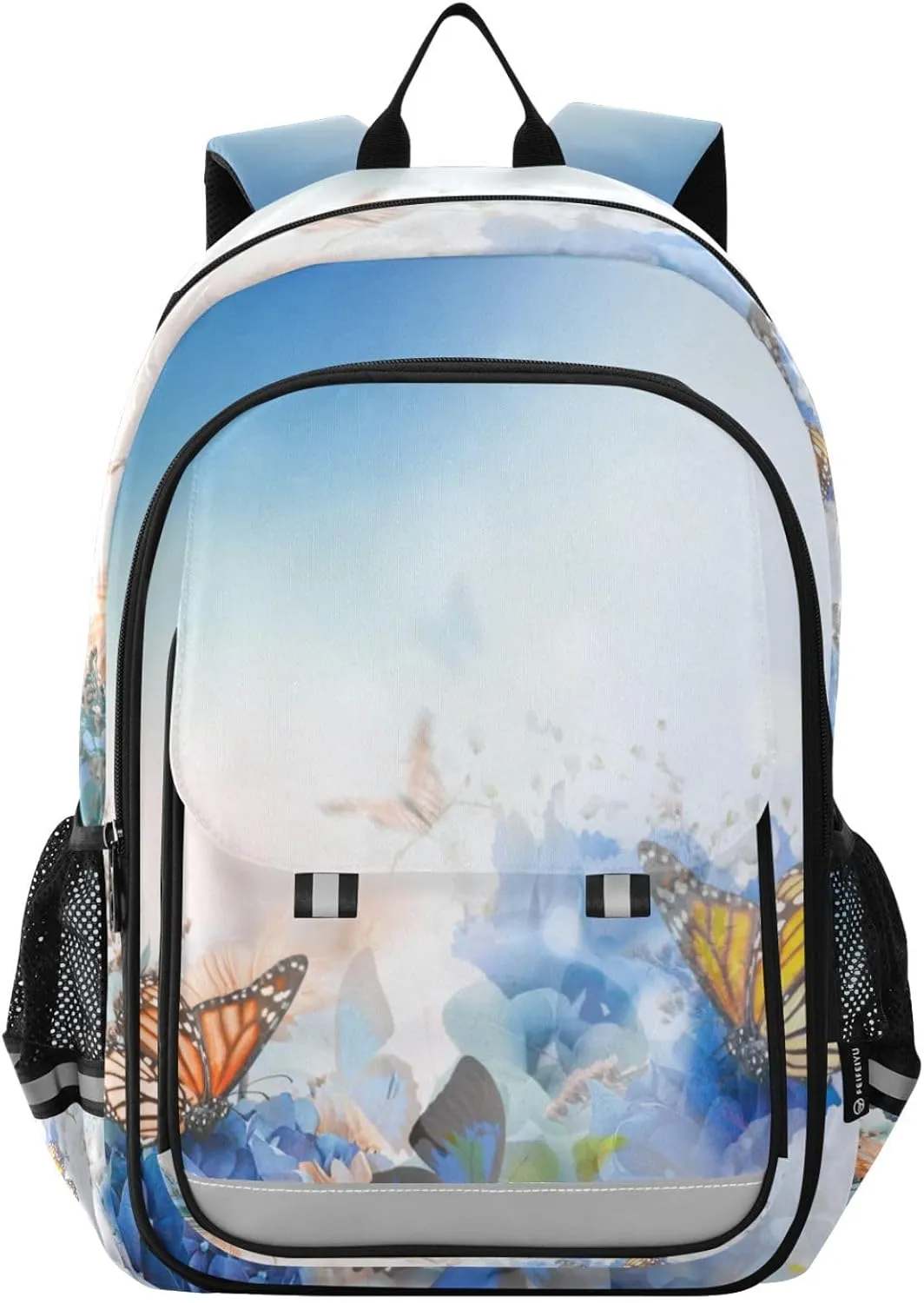 ALAZA Blue Butterfly Rose Flower Laptop Backpack Purse for Women BookBags 17 inch School Bags Men Boys Girls Travel Casual Daypack