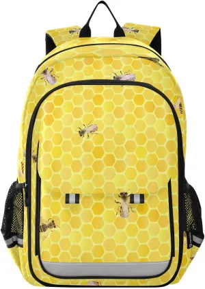 ALAZA Cute Bee Yellow Hive Laptop Backpack Purse for Women Men School Bag 17 Inch Bookbag Student Boys Girls Travel Casual Daypack