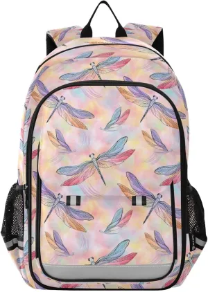 ALAZA Dragonfly Pink Laptop Backpack Purse for Women Men School Bag 17 Inch Bookbag Student Boys Girls Travel Casual Daypack