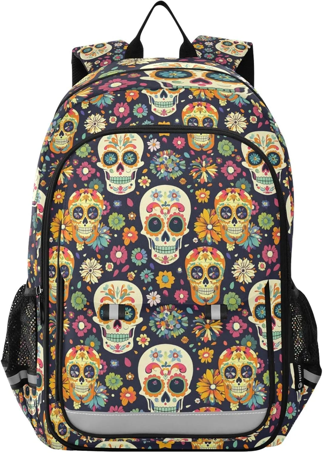ALAZA Flowers Skeleton Skull Sugar Laptop Backpack Purse for Women Men School Bag 17 Inch Bookbag Student Boys Girls Travel Casual Daypack