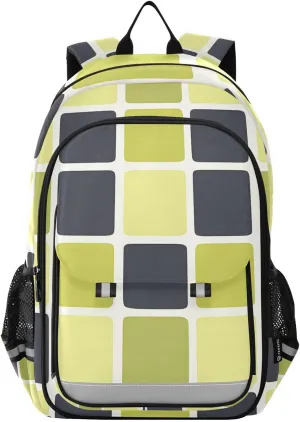 ALAZA Green Buffalo Plaid Black Laptop Backpack Purse for Women Men School Bag 17 Inch Bookbag Student Boys Girls Travel Casual Daypack