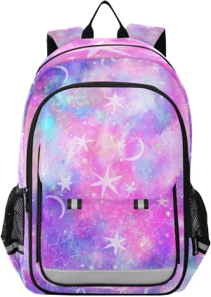 ALAZA Marble Galaxy Star Moon Laptop Backpack Purse for Women Men School Bag 17 Inch Bookbag Student Boys Girls Travel Casual Daypack
