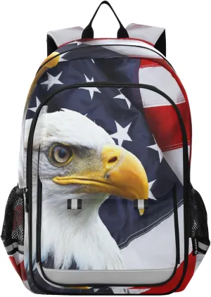 ALAZA North American Bald Eagle Flag Laptop Backpack Purse for Women BookBags 17 inch School Bags Men Boys Girls Travel Casual Daypack
