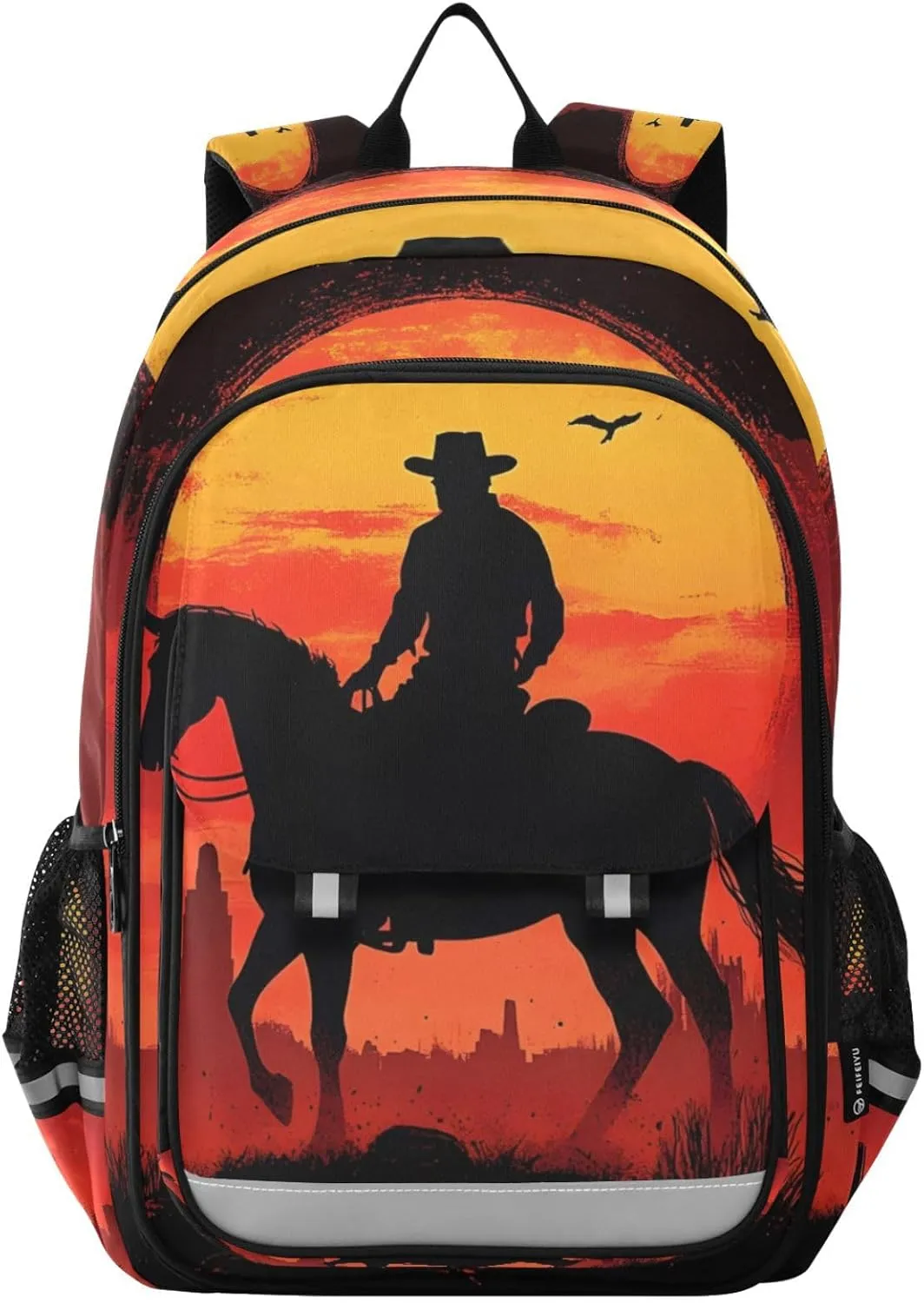 ALAZA Western Cowboy Desert Sunset Laptop Backpack Purse for Women BookBags 17 inch School Bags Men Boys Girls Travel Casual Daypack