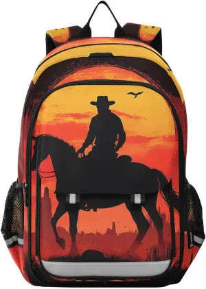 ALAZA Western Cowboy Desert Sunset Laptop Backpack Purse for Women BookBags 17 inch School Bags Men Boys Girls Travel Casual Daypack