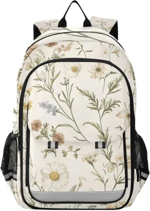 ALAZA Wildflowers Spring Daisy Retro Laptop Backpack Purse for Women Men School Bag 17 Inch Bookbag Student Boys Girls Travel Casual Daypack
