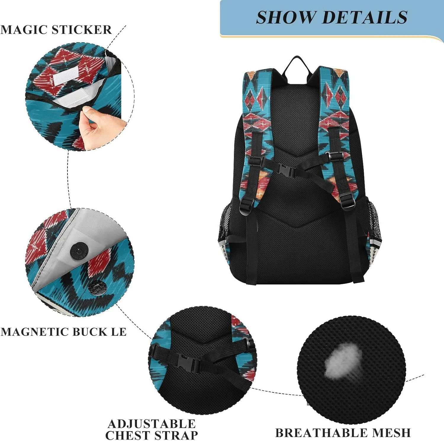 American Indian Aztec Geometric Laptop Backpack Purse for Women Men School Bag 17 Inch Bookbag Student Boys Girls Travel Casual Daypack