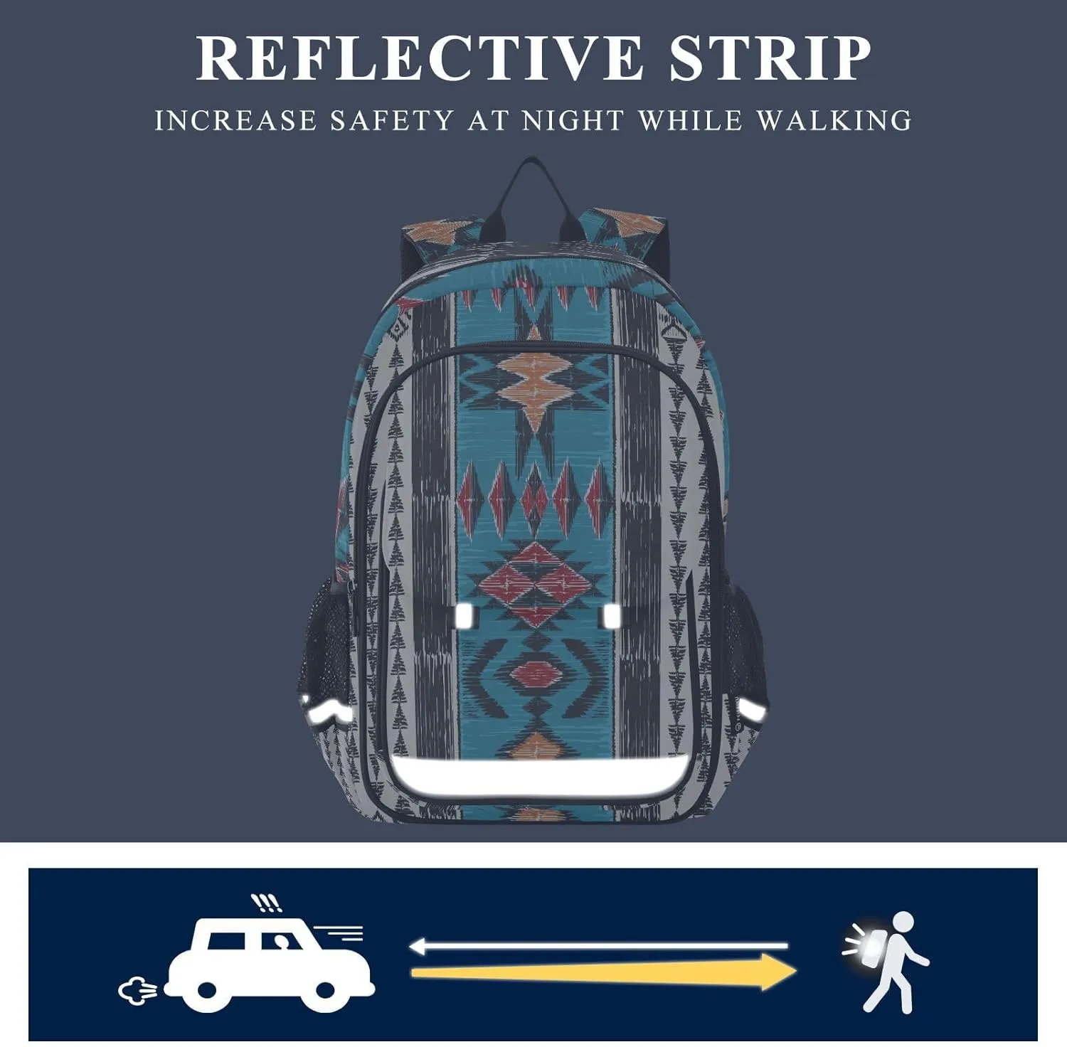 American Indian Aztec Geometric Laptop Backpack Purse for Women Men School Bag 17 Inch Bookbag Student Boys Girls Travel Casual Daypack