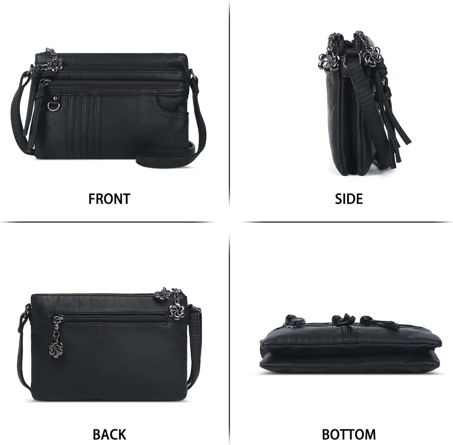 Angel Kiss Small Crossbody Bag for Women Leather Crossbody Purse Triple Compartments Cell Phone Purse Shoulder Bags for Women