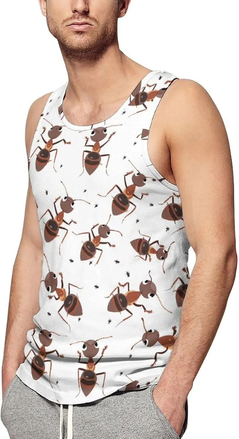 Animal Ants Men's Tank Tops Summer Sleeveless T-Shirts Gym Workout Tee Casual Beach Tee