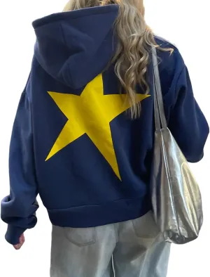 Aonoapll Women Y2k Graphic Oversized Hoodie Loose Long Sleeve Vintage Sweatshirt Aesthetic Print Preppy Hooded Pullover