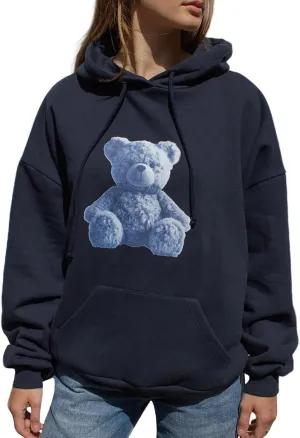 Aonoapll Women Y2k Graphic Oversized Hoodie Loose Long Sleeve Vintage Sweatshirt Aesthetic Print Preppy Hooded Pullover