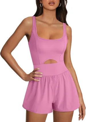 AUTOMET Womens Rompers Workout Sets Summer Outfits One Piece Jumpsuits Casual Sleeveless Bodysuits Yoga Fashion Pilates 2025
