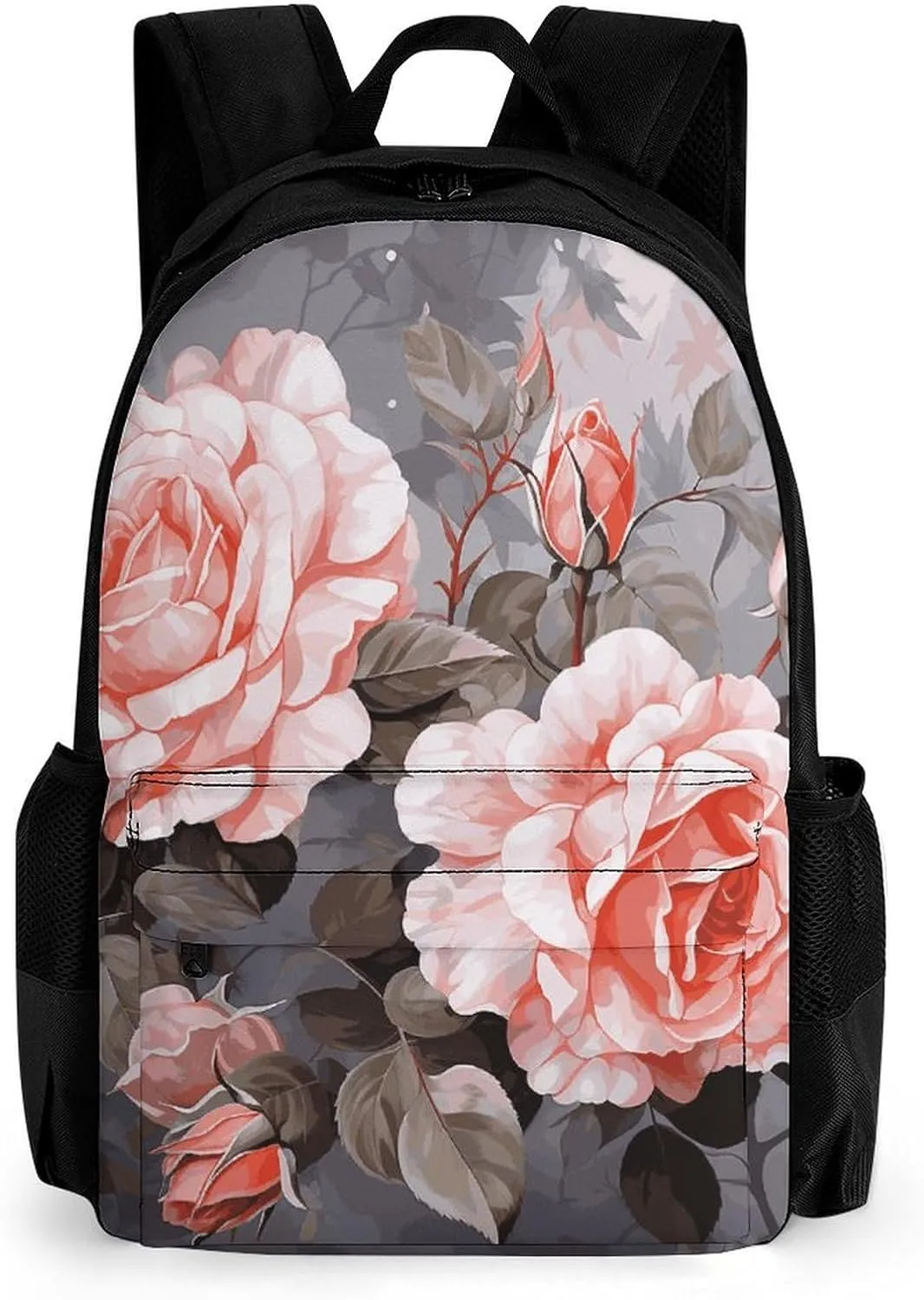 Backpack for Women Men Rose Flowers with Leaves Laptop Backpack Casual Bookbag for Travel Business Simple Daypack