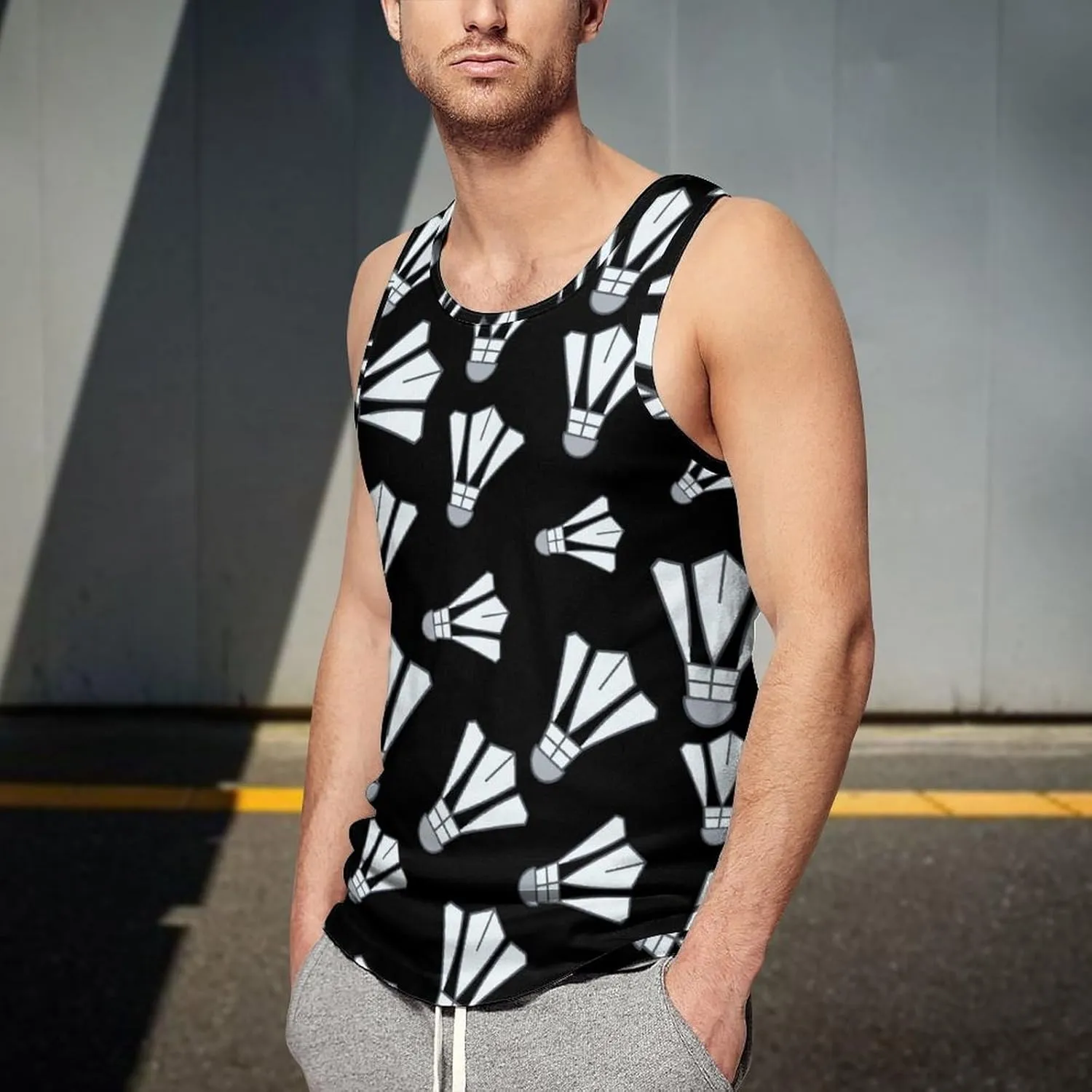 Badminton Men's Tank Tops Summer Sleeveless T-Shirts Gym Workout Tee Casual Beach Tee
