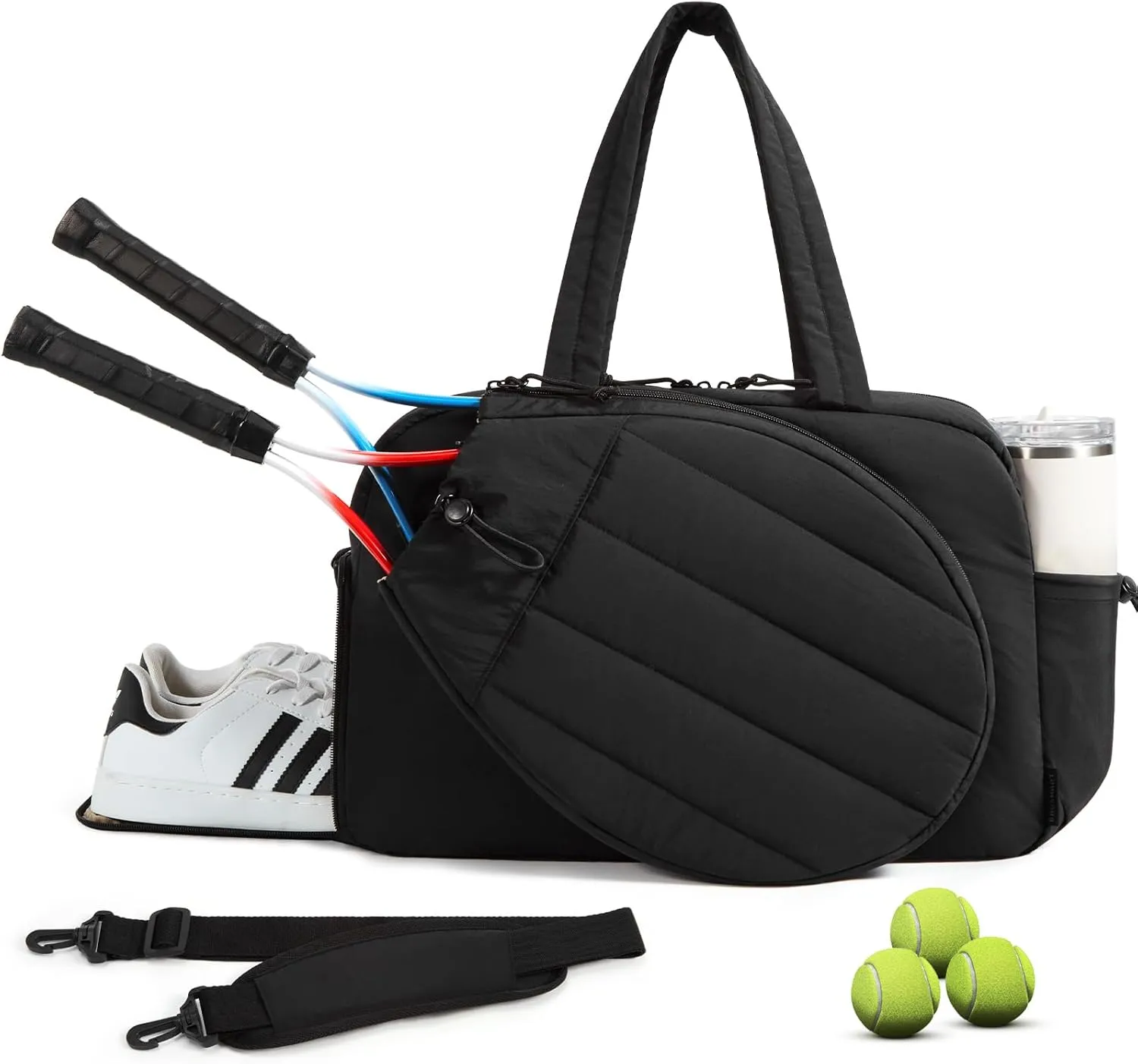 BAGSMART Gym Bag for Women, Tennis Bag Holds 2 Rackets with Shoe Compartment & Wet Pocket, Sports Duffle Bags fits up to 15.6" Laptop, Women Overnight Weekend Bag