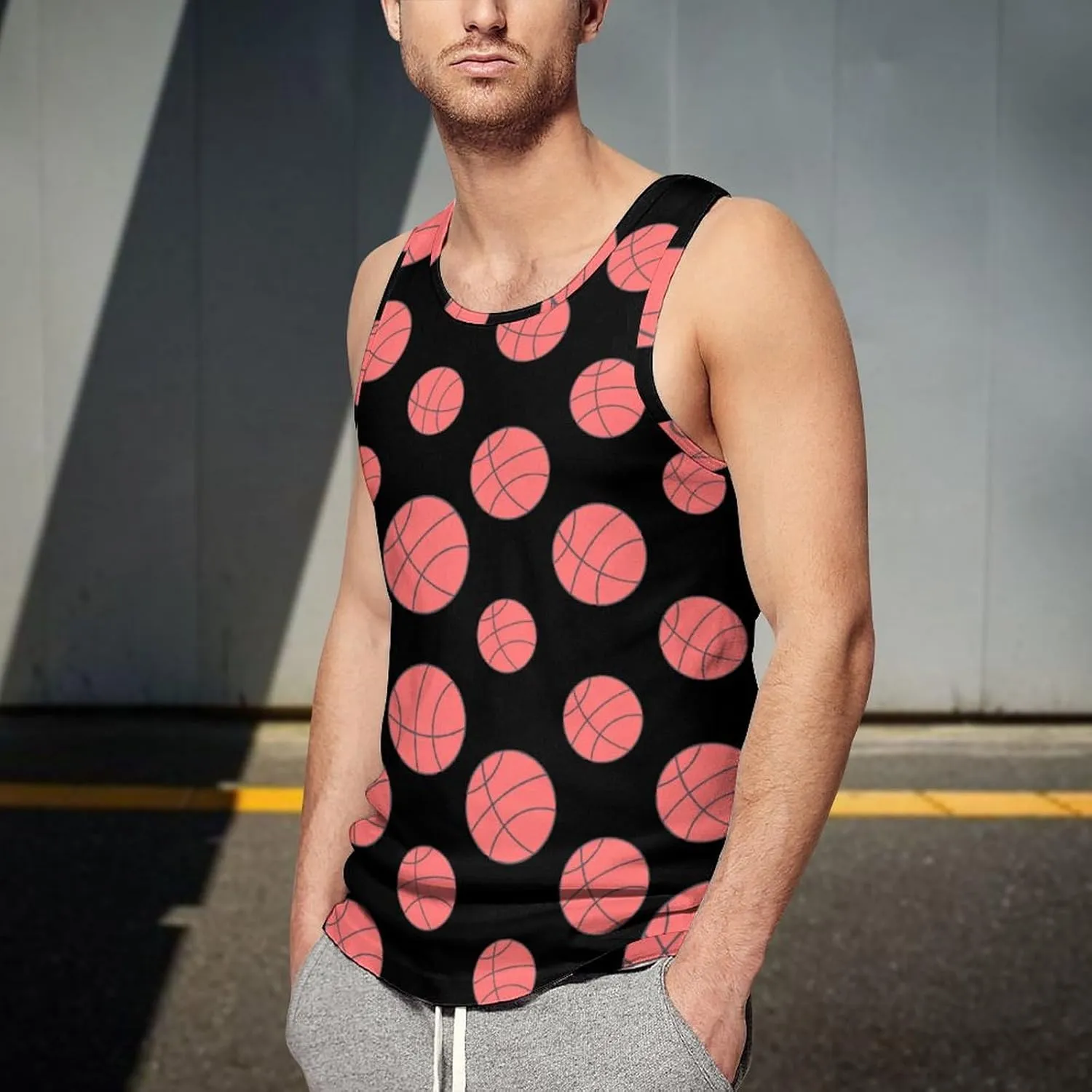 Basketball Men's Tank Tops Summer Sleeveless T-Shirts Gym Workout Tee Casual Beach Tee