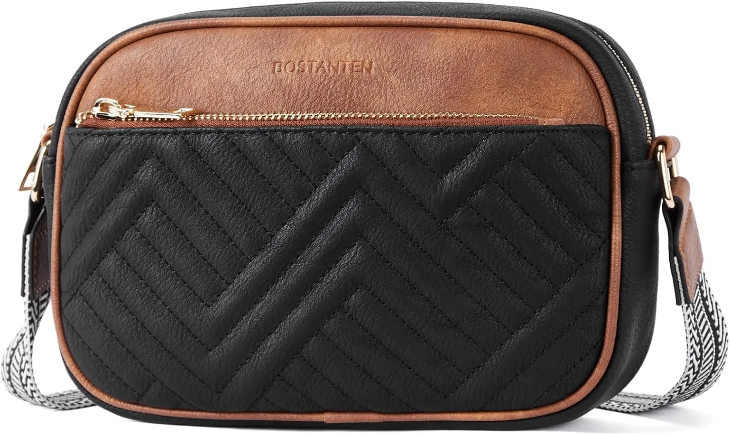 BOSTANTEN Quilted Crossbody Bags for Women Vegan Leather Purses Small Shoulder Handbags with Wide Strap