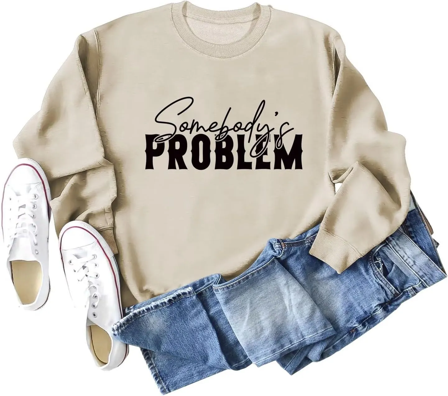 BOYRMSLGY Casual Sweatshirts for Women Somebody's Problem Shirts Funny Saying Long Sleeve for Wife Daughter Friend