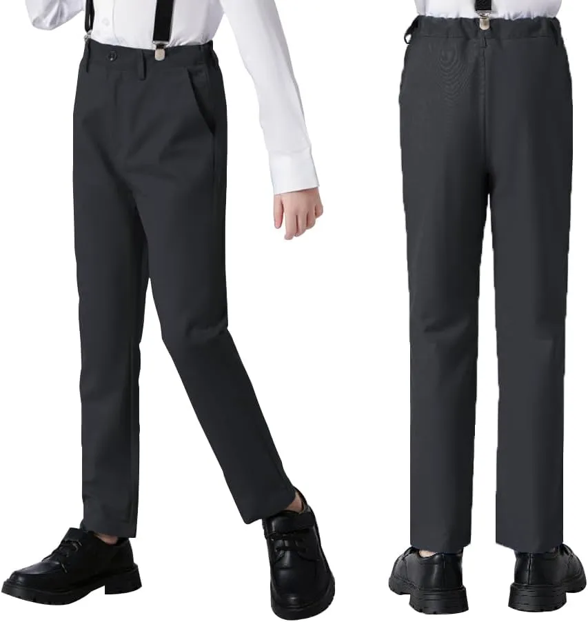 Boys Dress Pants Formal Flat Front Children School Uniform Pants for Boy