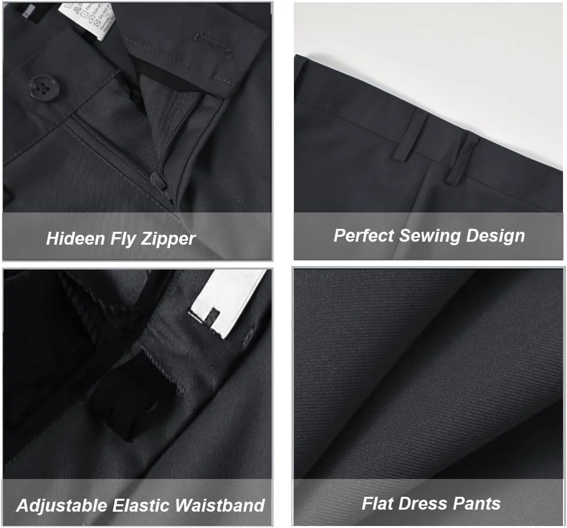 Boys Dress Pants Formal Flat Front Children School Uniform Pants for Boy