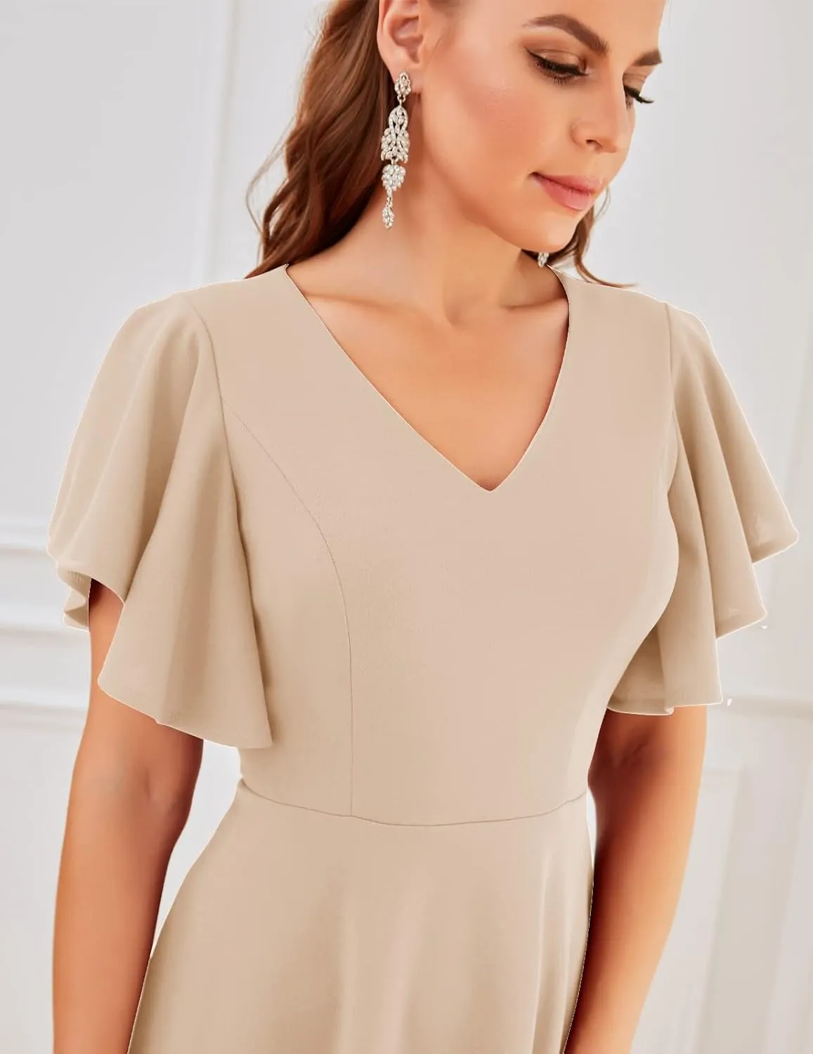 Bridesmay Women's Formal Cocktail Wedding Guest Dress for Women 2025 Short Sleeve Fit and Flare Tea Party Dresses