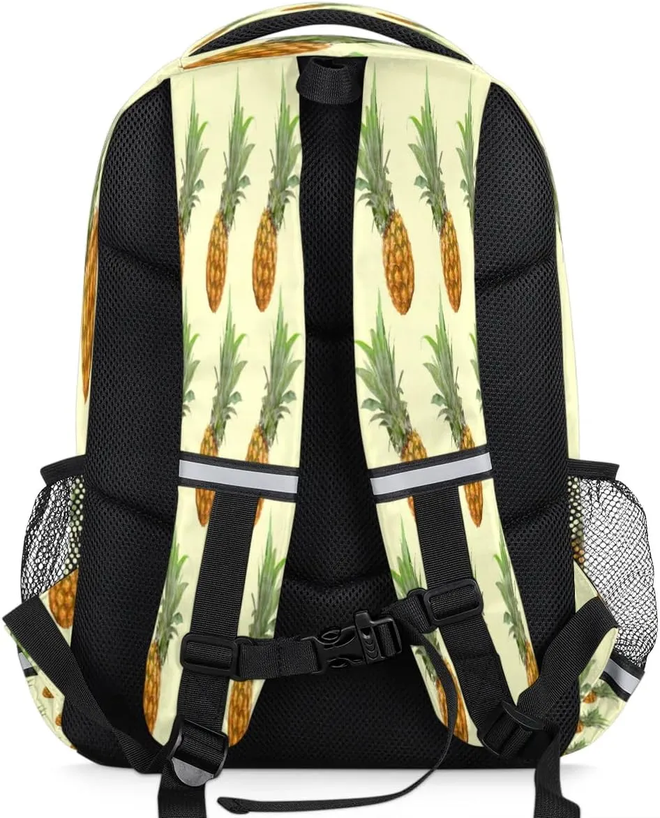 Bright Pineapple Laptop Backpack Lightweight College Backpack with Reflective Strip for Men Women Adult Casual Travel Hiking Gym Work Daypack