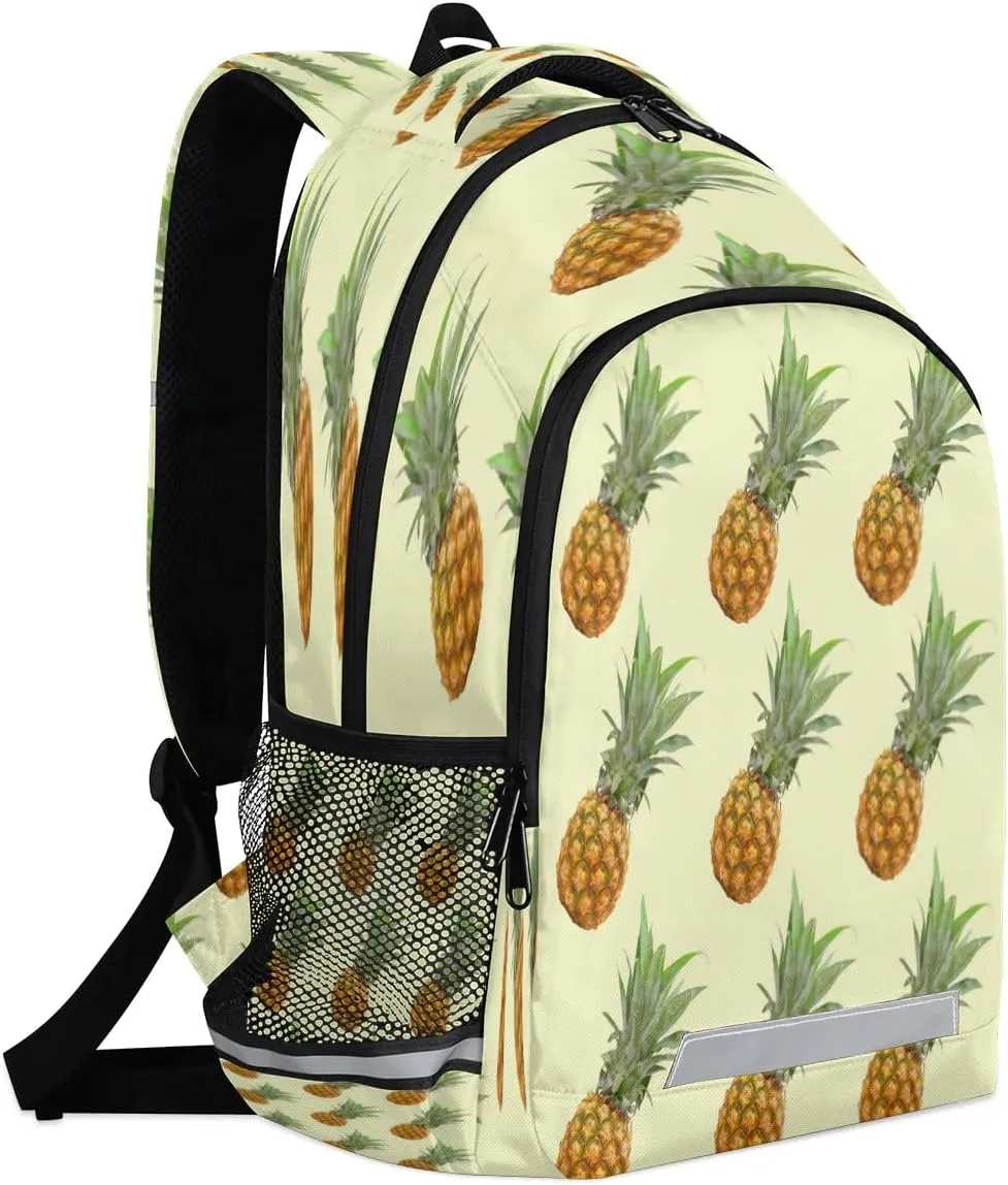 Bright Pineapple Laptop Backpack Lightweight College Backpack with Reflective Strip for Men Women Adult Casual Travel Hiking Gym Work Daypack