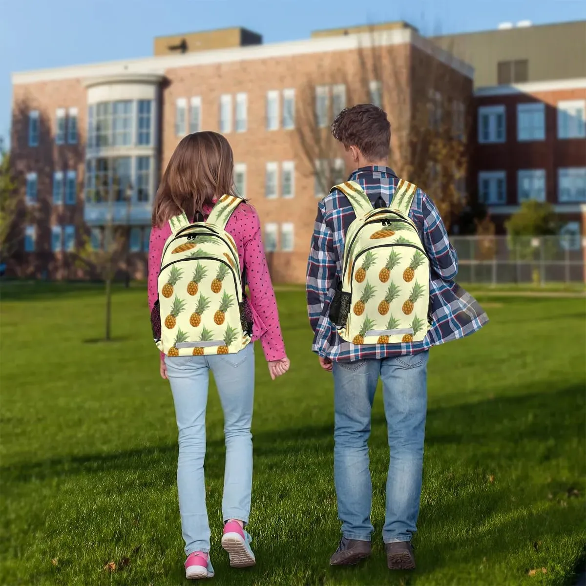 Bright Pineapple Laptop Backpack Lightweight College Backpack with Reflective Strip for Men Women Adult Casual Travel Hiking Gym Work Daypack