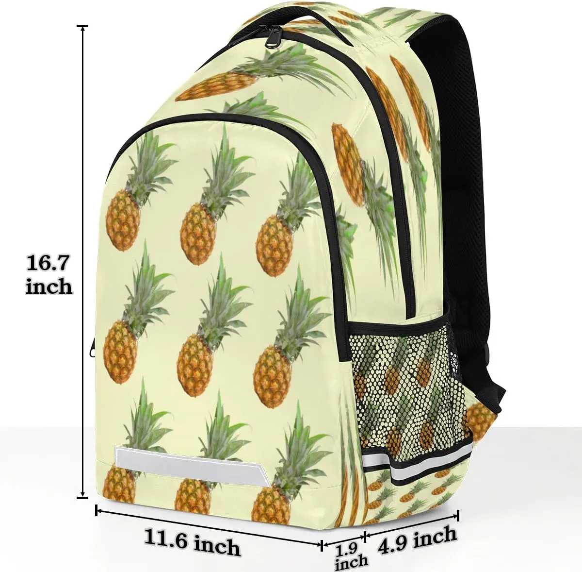 Bright Pineapple Laptop Backpack Lightweight College Backpack with Reflective Strip for Men Women Adult Casual Travel Hiking Gym Work Daypack