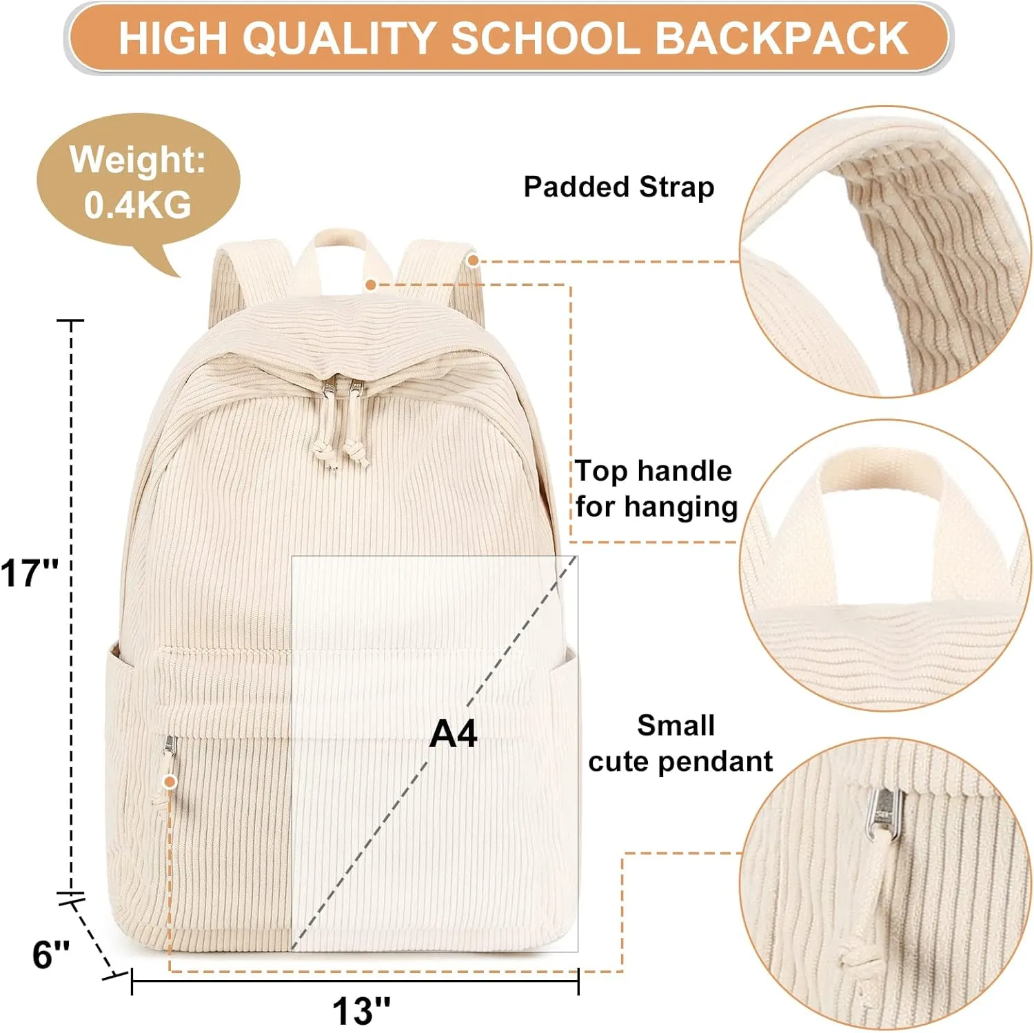 BTOOP School Backpacks for Teen Girls Bookbags Lightweight Canvas Backpack Schoolbag Set