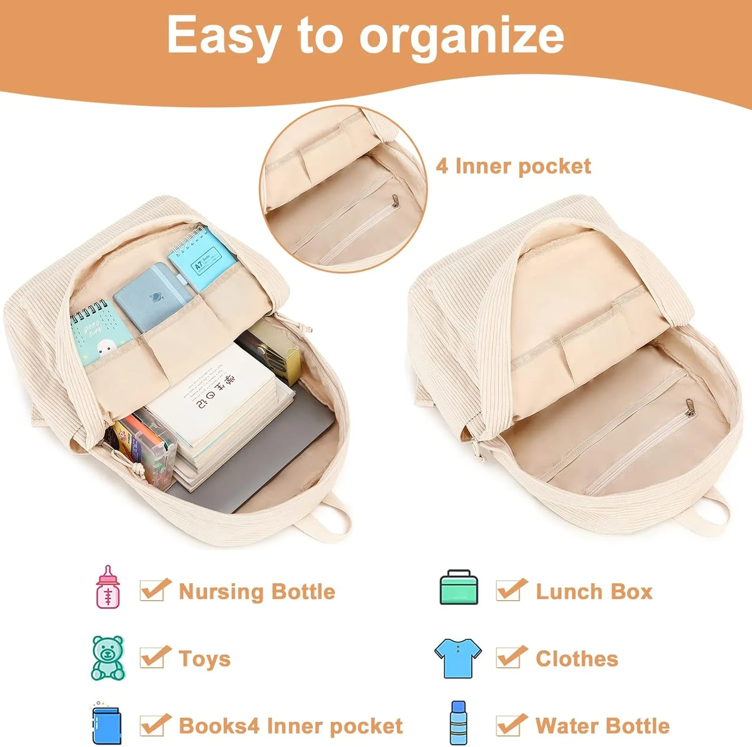BTOOP School Backpacks for Teen Girls Bookbags Lightweight Canvas Backpack Schoolbag Set