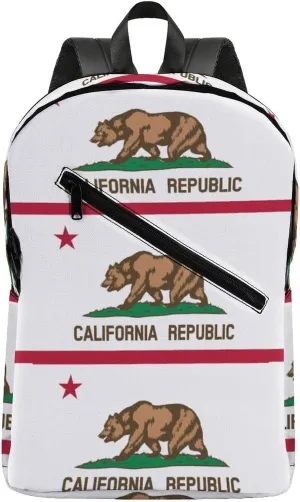California Bear Flag Fashion Camping Backpack for Men Travel Backpack Casual Shoulder Bag for Work Shopping University