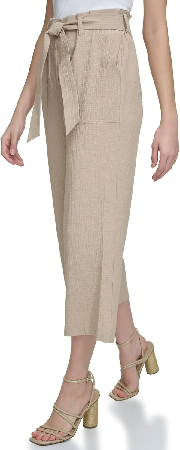 Calvin Klein Women's Woven Cropped Wide Leg Pant