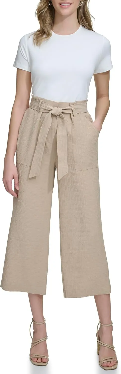Calvin Klein Women's Woven Cropped Wide Leg Pant