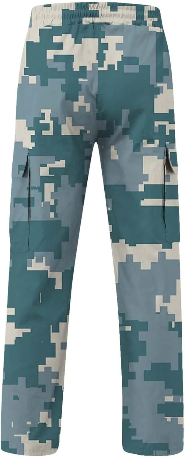 Camo Cargo Pants for Men Waterproof Outdoor Work Pants Construction Flex Tactical Pants Multi Pockets Hiking Pants