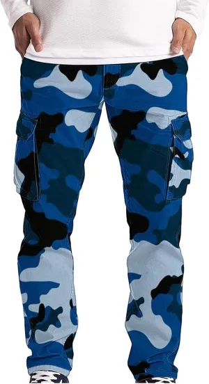 Camo Cargo Pants for Men Waterproof Outdoor Work Pants Construction Flex Tactical Pants Multi Pockets Hiking Pants