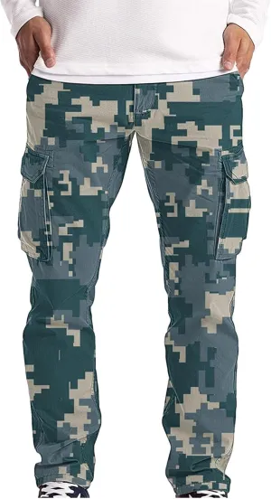 Camo Cargo Pants for Men Waterproof Outdoor Work Pants Construction Flex Tactical Pants Multi Pockets Hiking Pants